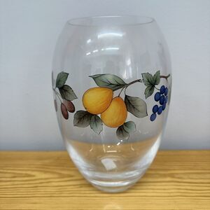 Mikasa Garden Harvest Clear Glass Vase 9" Tall Fruit Pears Grapes Plums